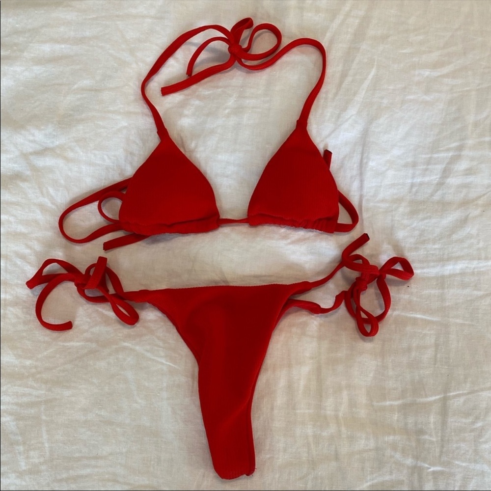 Red cheeky bikini